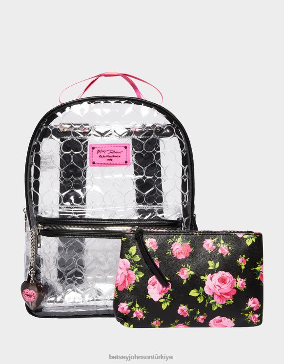 çanta ile temiz sırt çantası siyah N26HX231 kadınlar Betsey Johnson Aksesuarlar