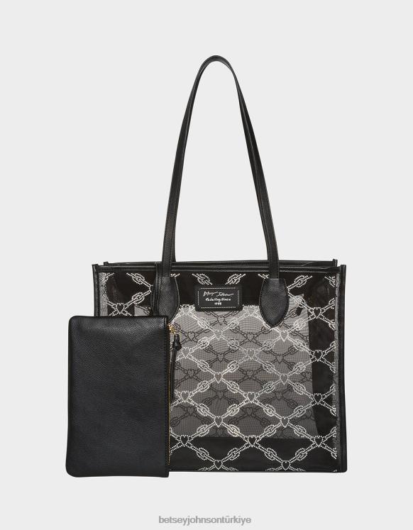 glam örgü taş çanta siyah N26HX253 kadınlar Betsey Johnson Aksesuarlar