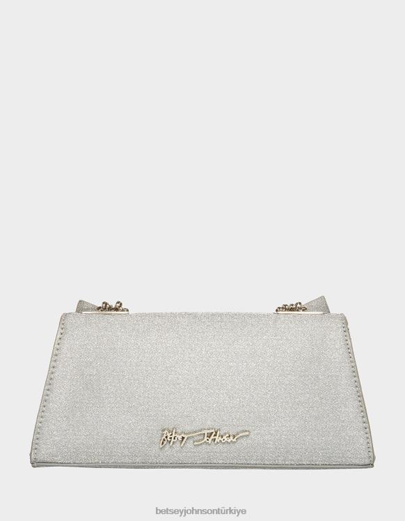 köşeli fiyonk dönüştürülebilir çanta gümüş N26HX215 kadınlar Betsey Johnson Aksesuarlar