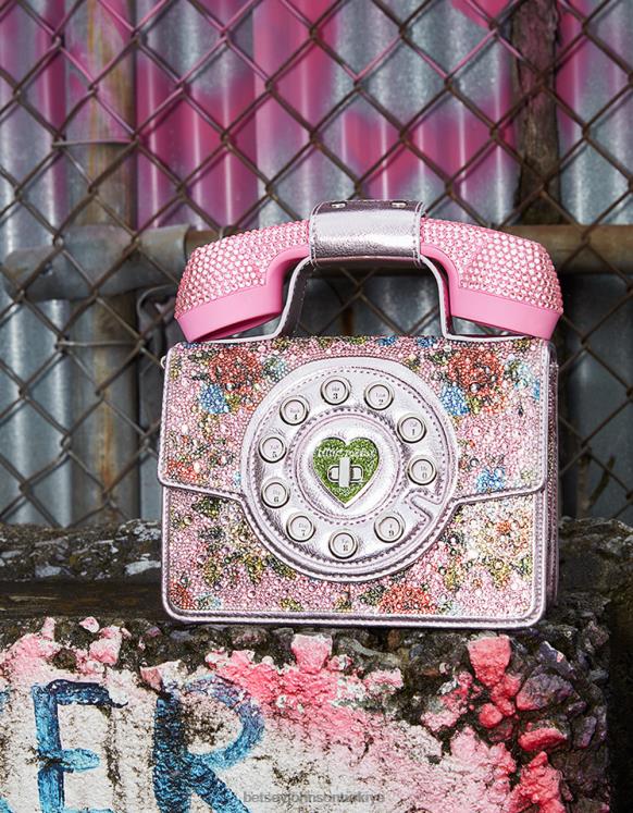 kitsch bana bir yüzük telefon çantası ver pembe N26HX208 kadınlar Betsey Johnson Aksesuarlar