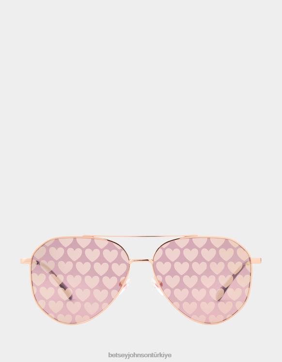 ince baskılı güneş gözlüğü altın N26HX374 kadınlar Betsey Johnson Aksesuarlar
