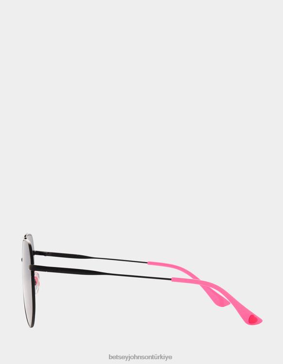 ince baskılı güneş gözlüğü siyah N26HX375 kadınlar Betsey Johnson Aksesuarlar
