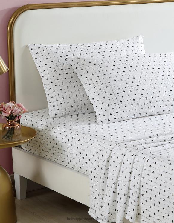 şerit ince çizgili beyaz kral çarşaf seti çok N26HX407 üniseks Betsey Johnson Aksesuarlar