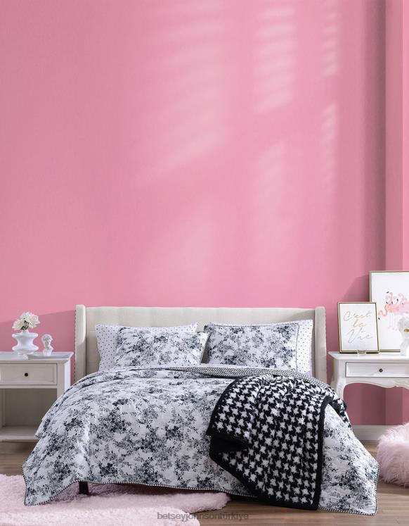 çiçekli bağ ikiz yorgan sham takımı siyah N26HX414 üniseks Betsey Johnson Aksesuarlar