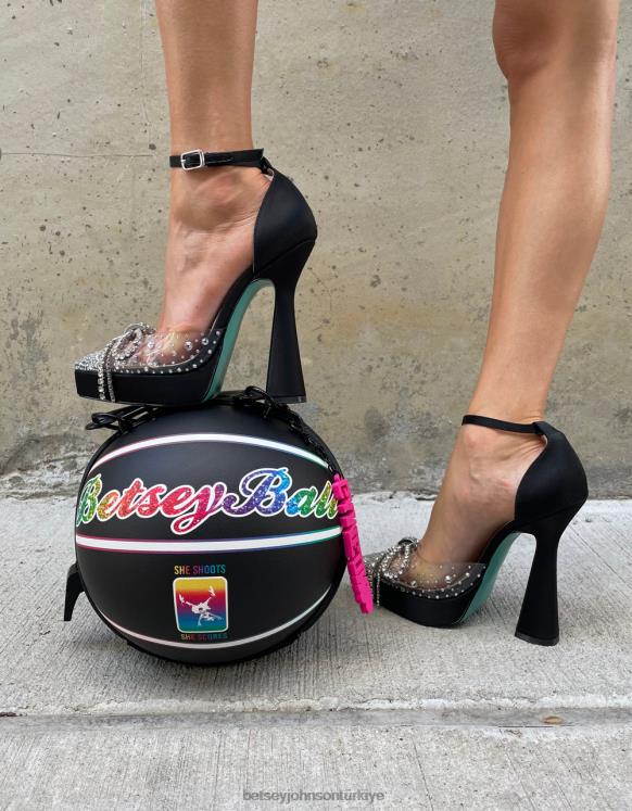 canım siyah saten N26HX85 kadınlar Betsey Johnson ayakkabı