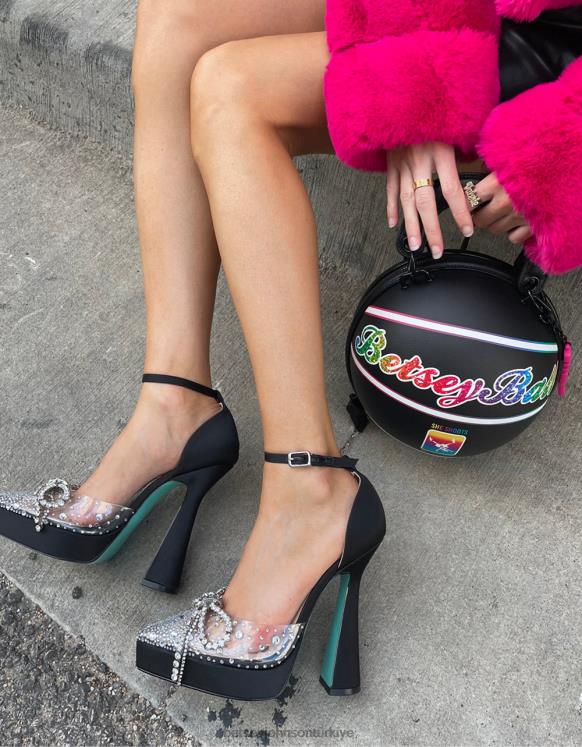 canım siyah saten N26HX85 kadınlar Betsey Johnson ayakkabı