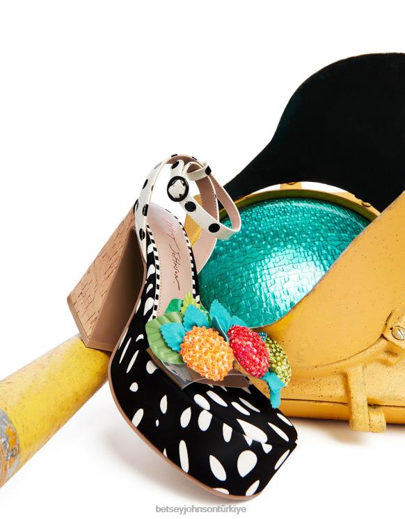 peri siyah beyaz N26HX105 kadınlar Betsey Johnson ayakkabı
