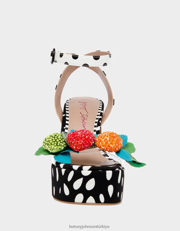 peri siyah beyaz N26HX105 kadınlar Betsey Johnson ayakkabı