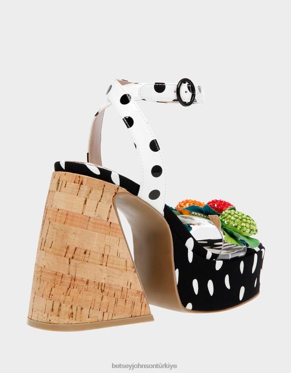 peri siyah beyaz N26HX105 kadınlar Betsey Johnson ayakkabı