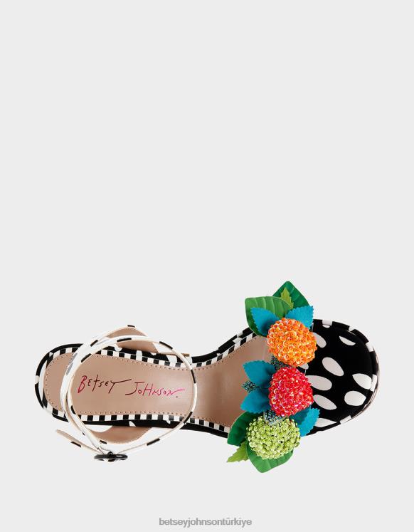 peri siyah beyaz N26HX105 kadınlar Betsey Johnson ayakkabı