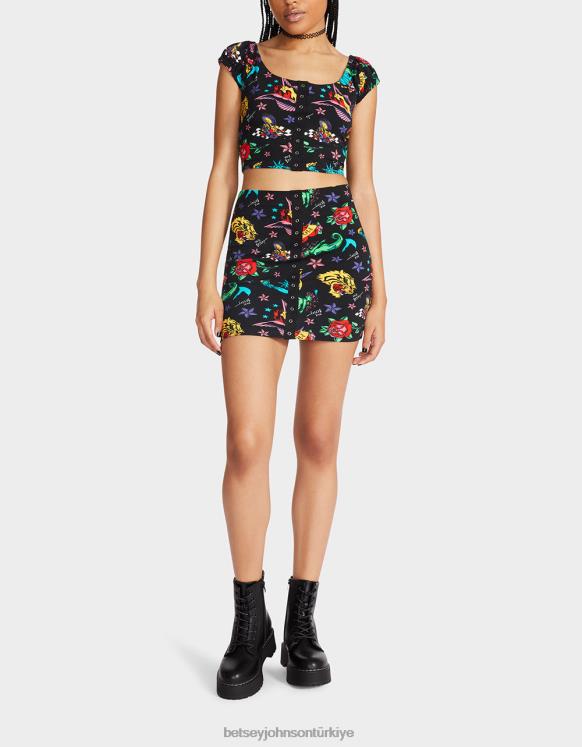 80th bash çıt çıt önü mini etek dövmesi dövme fiyatları N26HX288 kadınlar Betsey Johnson Giyim