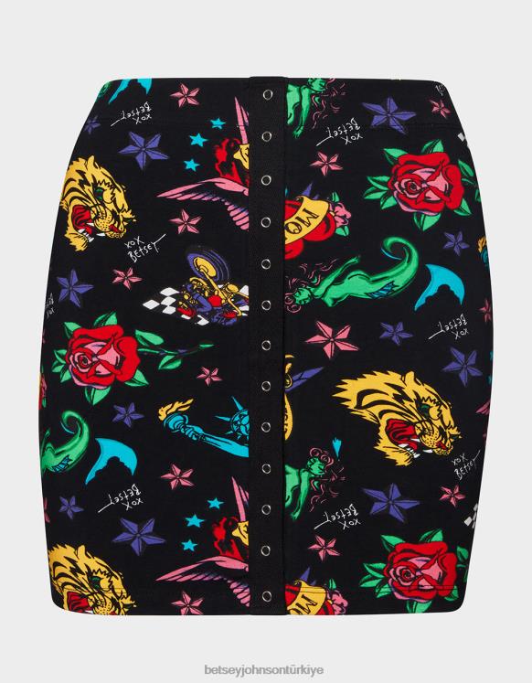 80th bash çıt çıt önü mini etek dövmesi dövme fiyatları N26HX288 kadınlar Betsey Johnson Giyim