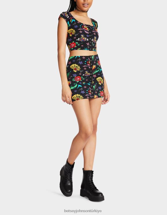 80th bash çıt çıt önü mini etek dövmesi dövme fiyatları N26HX288 kadınlar Betsey Johnson Giyim