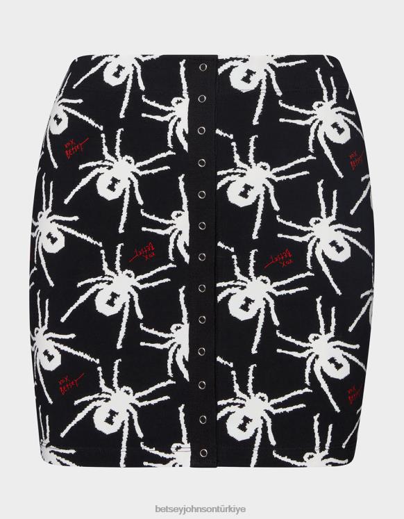 80th bash çıt çıt önü mini etek siyah beyaz N26HX297 kadınlar Betsey Johnson Giyim