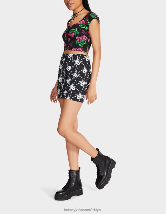 80th bash çıt çıt önü mini etek siyah beyaz N26HX297 kadınlar Betsey Johnson Giyim
