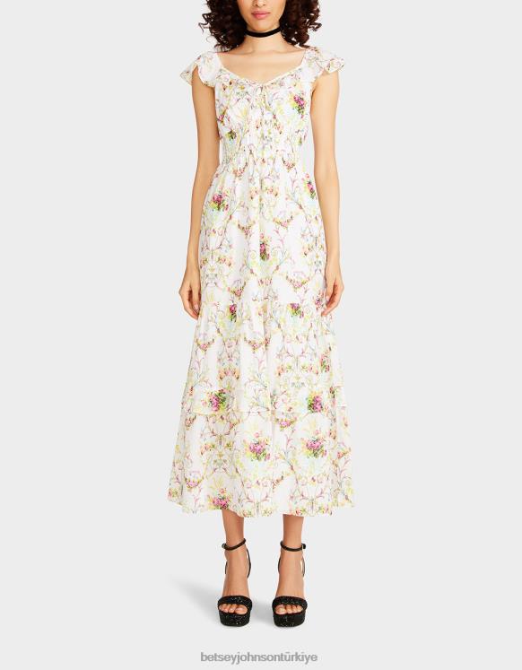 asma ve yemek maksi elbise beyaz N26HX280 kadınlar Betsey Johnson Giyim
