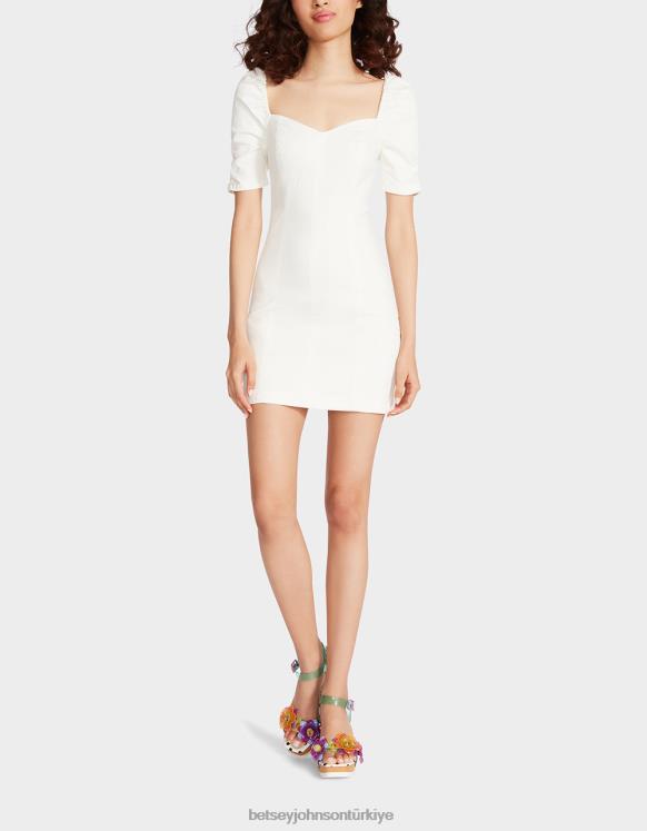 athina puf kollu beyaz N26HX269 kadınlar Betsey Johnson Giyim