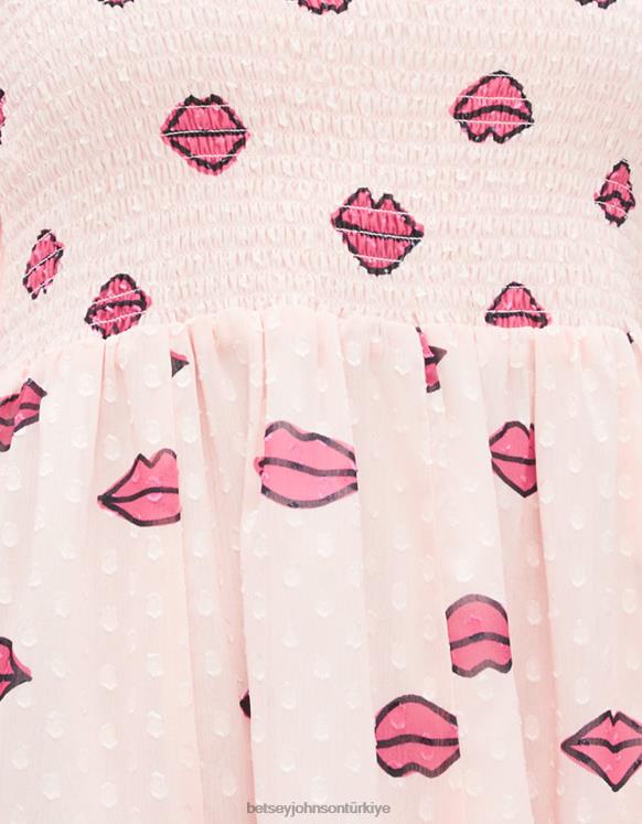 büzgülü mini elbise pembe N26HX266 kadınlar Betsey Johnson Giyim