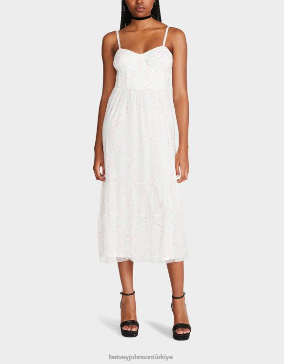 garden vibes korse midi elbise beyaz çok N26HX281 kadınlar Betsey Johnson Giyim
