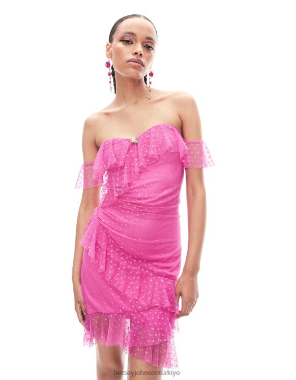 straplez mini elbise etrafında örgü pembe N26HX279 kadınlar Betsey Johnson Giyim