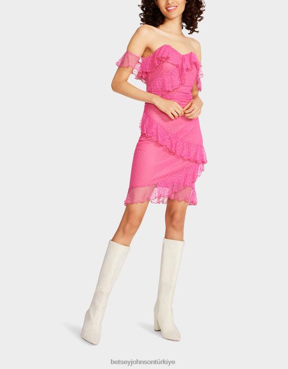 straplez mini elbise etrafında örgü pembe N26HX279 kadınlar Betsey Johnson Giyim