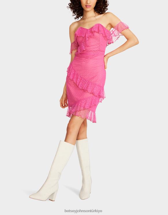 straplez mini elbise etrafında örgü pembe N26HX279 kadınlar Betsey Johnson Giyim