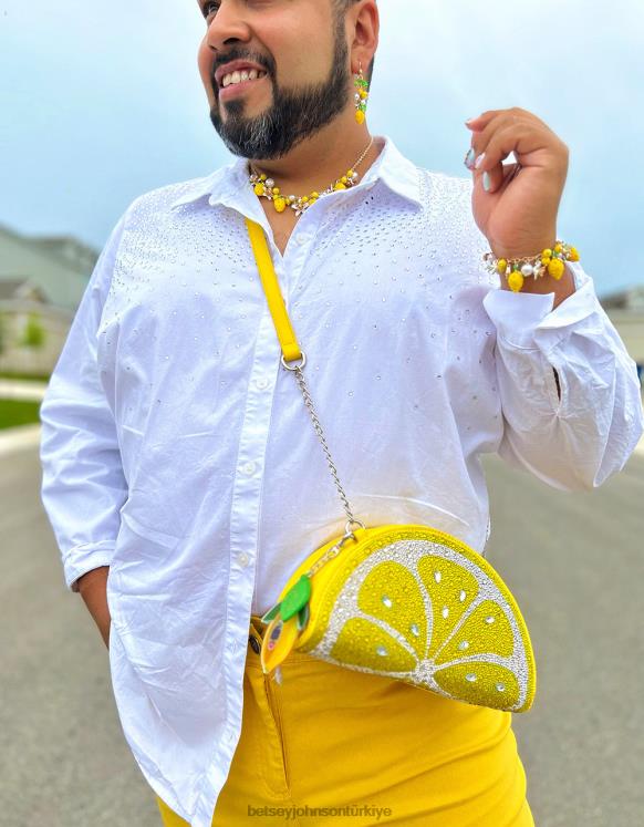 limon damlası titrek limon kolye sarı N26HX315 kadınlar Betsey Johnson takı